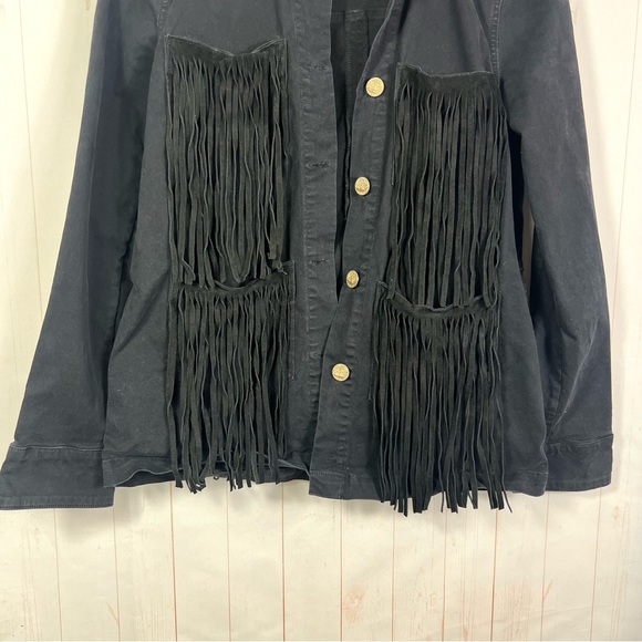 McGuire Black Denim Can’t Buy My Love Fringe Western Jacket Size XS - Picture 4 of 14